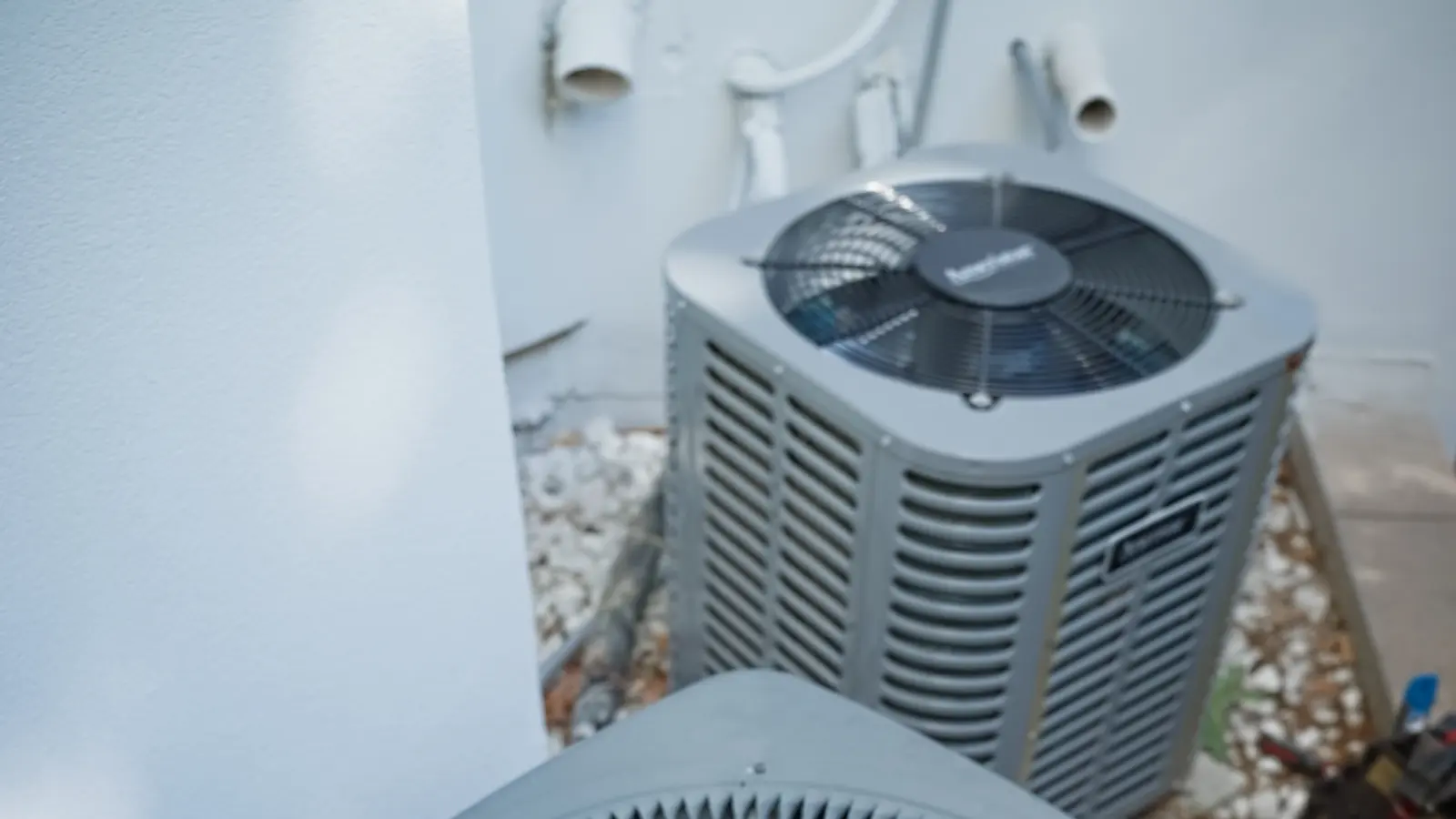 Outdoor HVAC unit exposed to the elements
